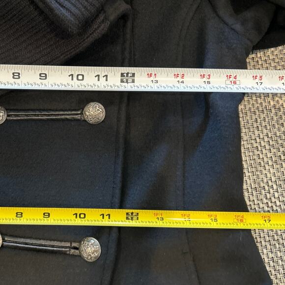 DIVA by DD Tulip Hem 100% Wool Leather Trim Dressy Style Coat Old Money Black M - Picture 7 of 8